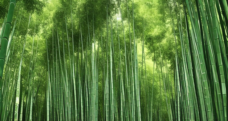 green full frame bamboo forest by Stable Diffusion