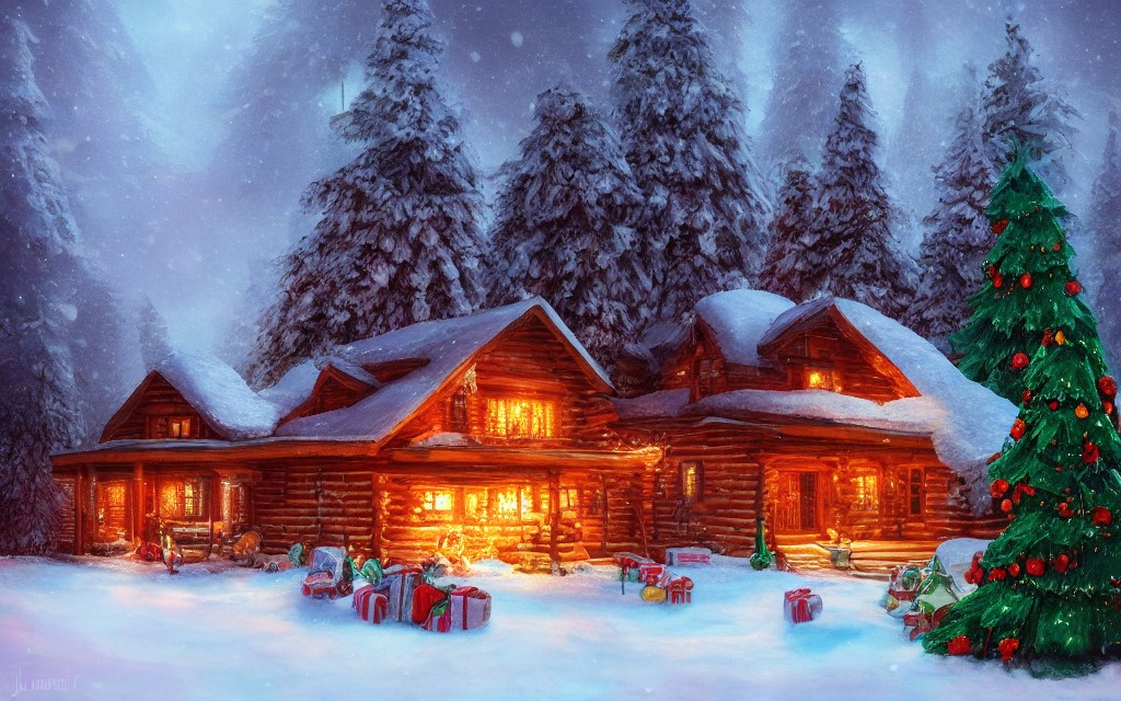 白雪覆盖的圣诞小屋
