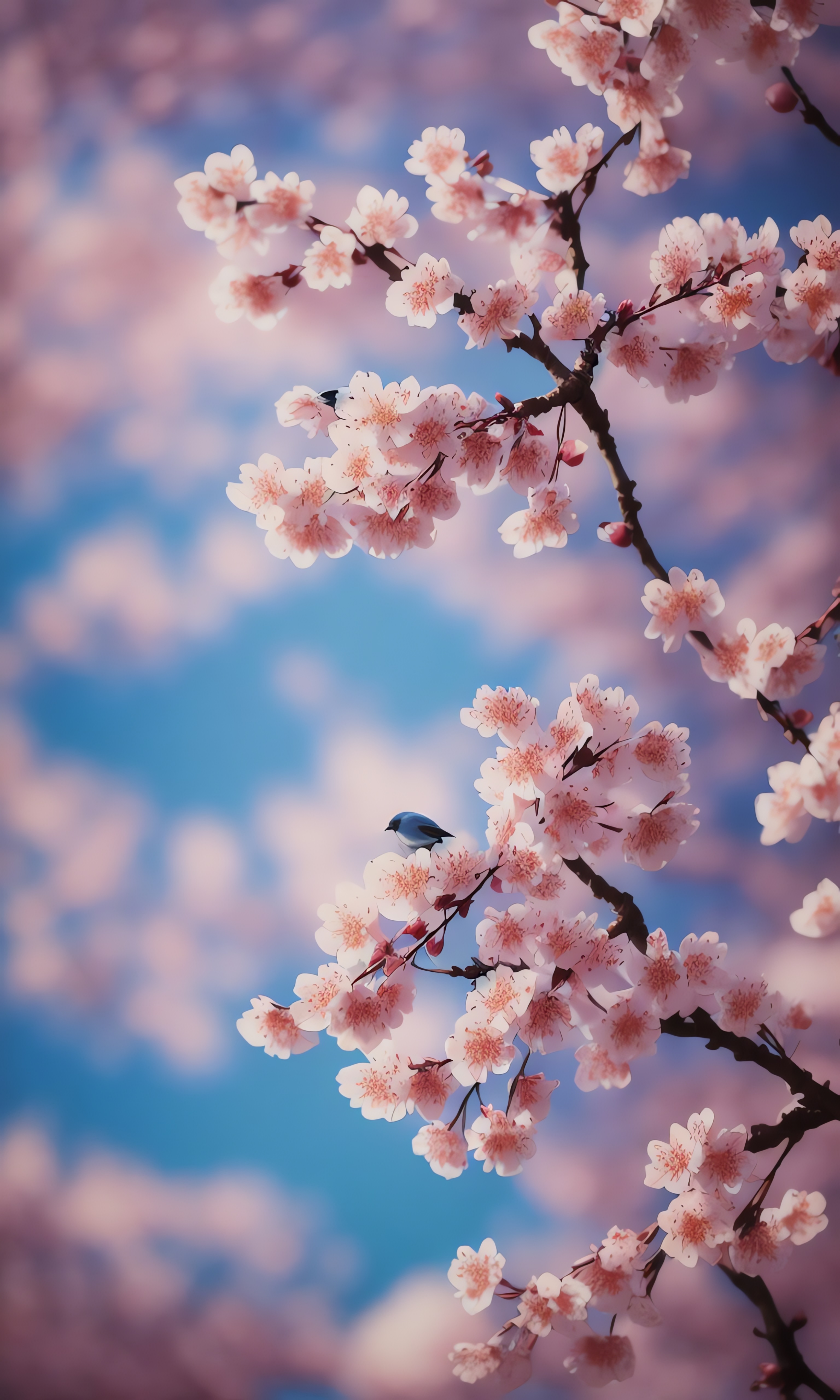 Plum blossoms against the blue sky