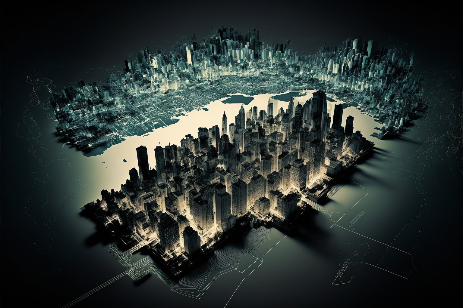 17 images of Future virtual digital city concept map by Midjourney
