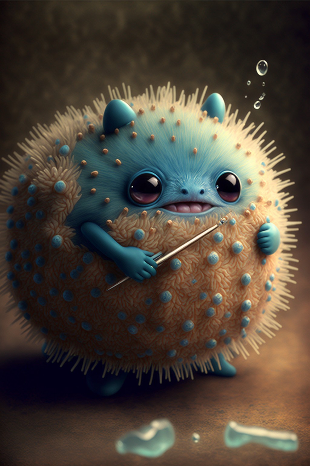 8 images of Creature eating virus in cartoon style by Midjourney