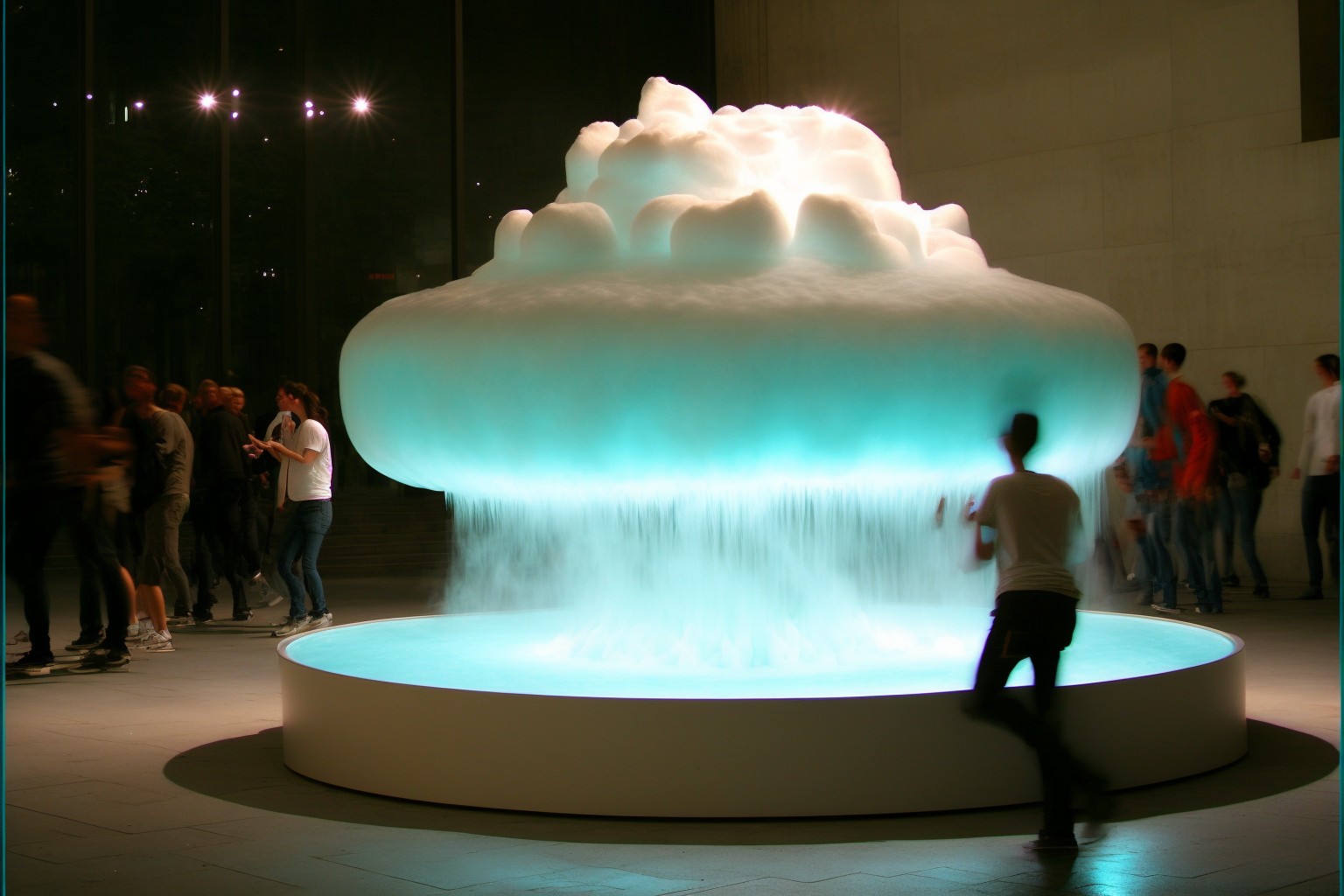 街头景观装置设计，云朵喷泉