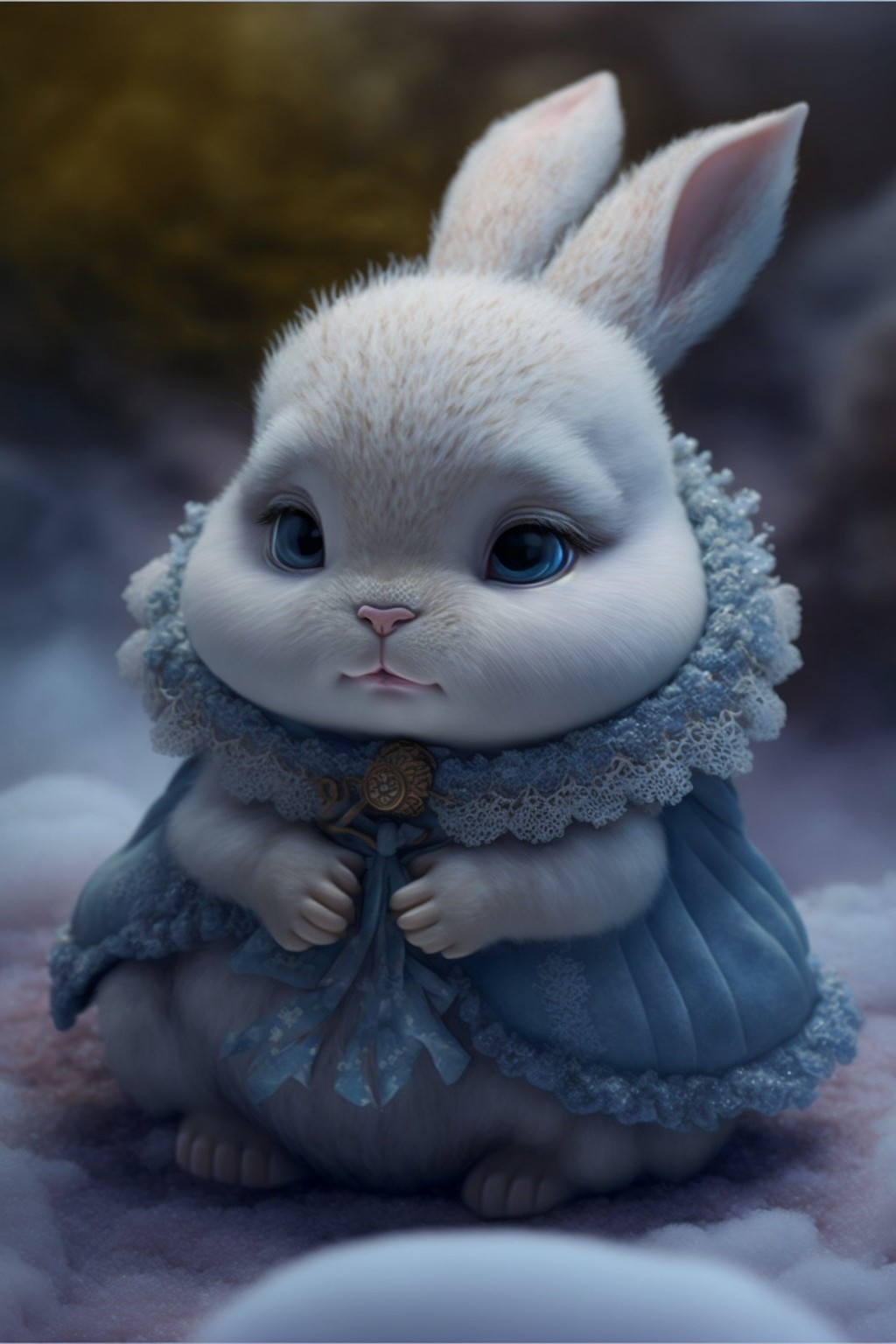 穿着毛衣的冰雪拜年兔