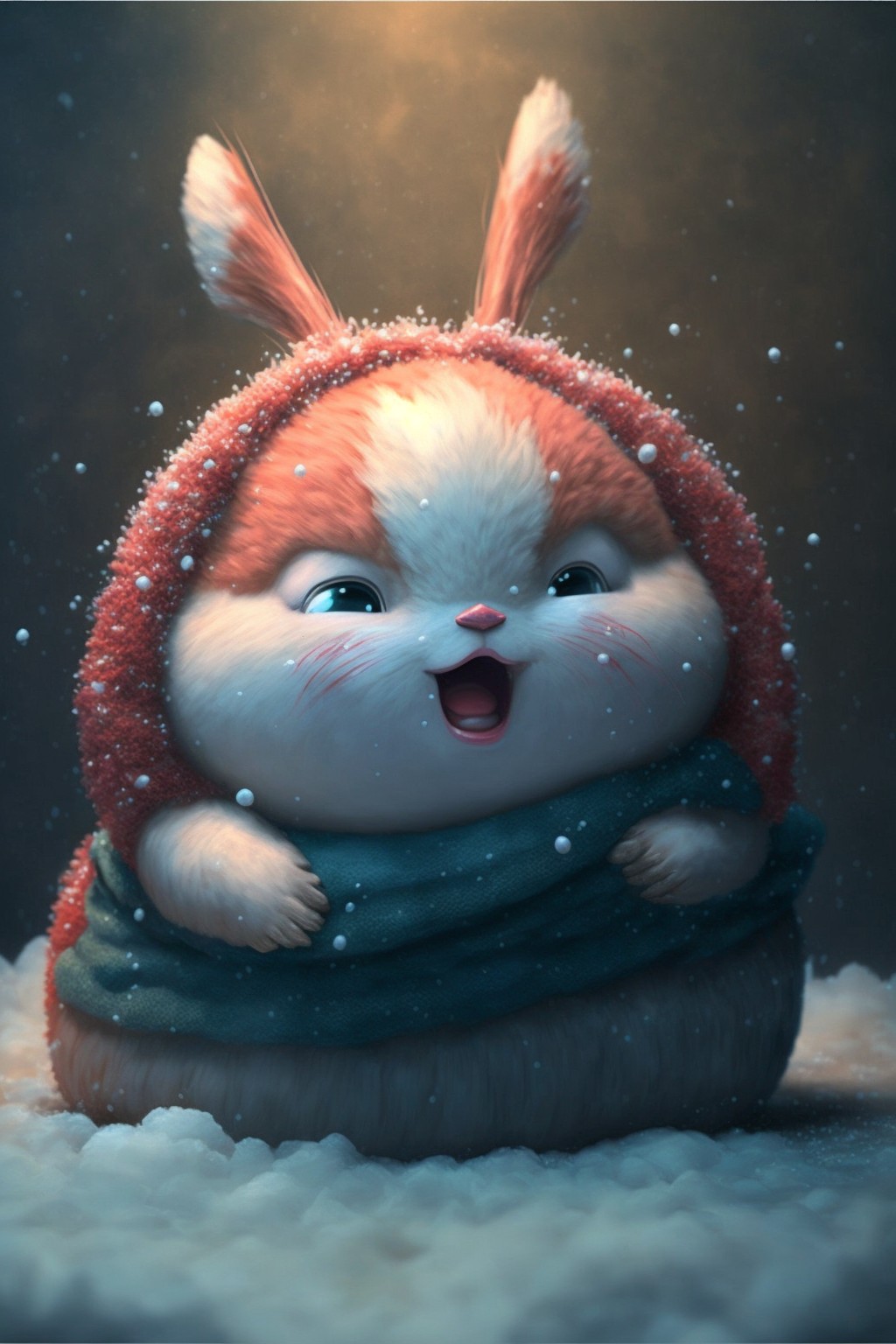 穿着毛衣的冰雪拜年兔