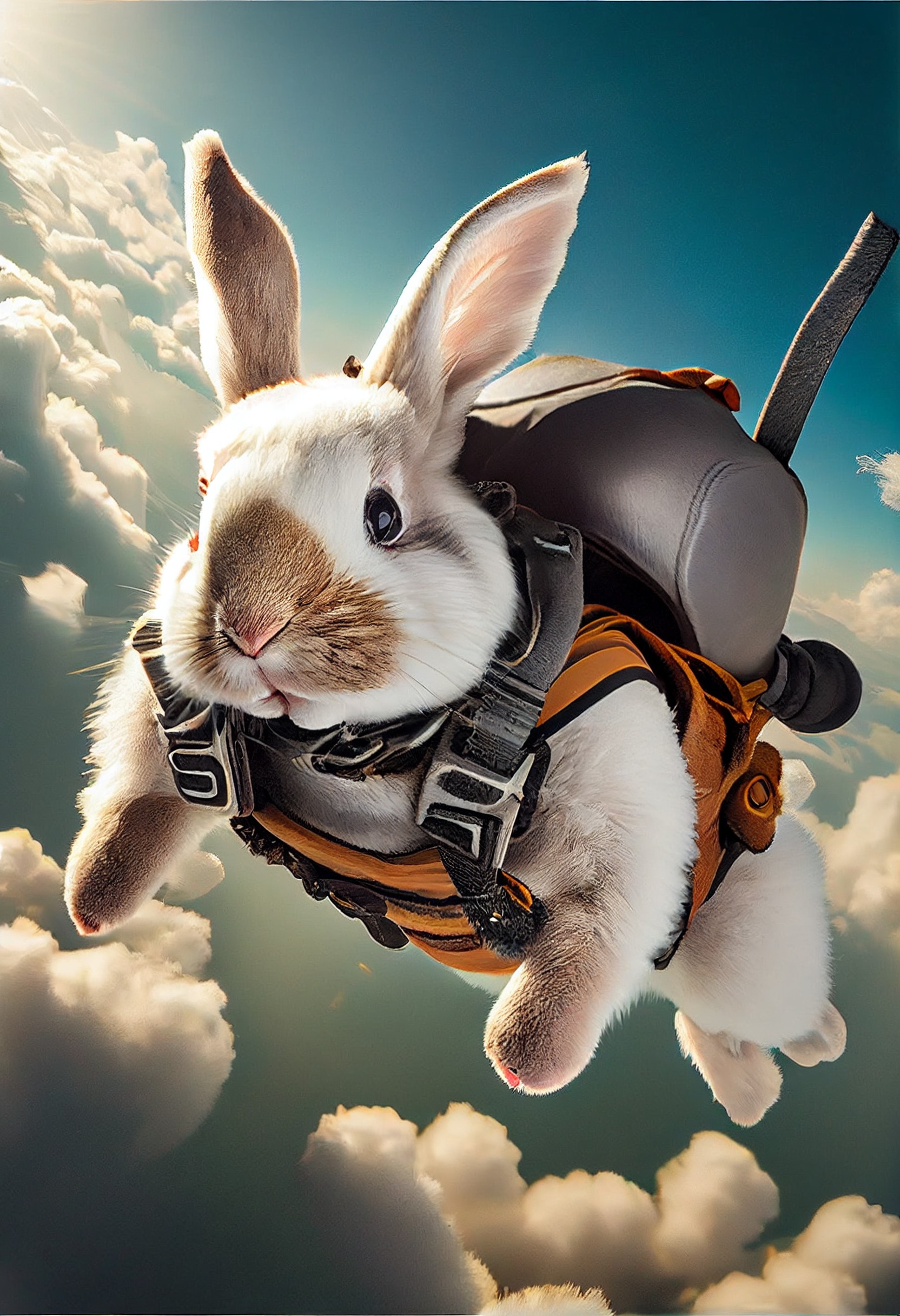 勇往直前的跳伞拜年兔