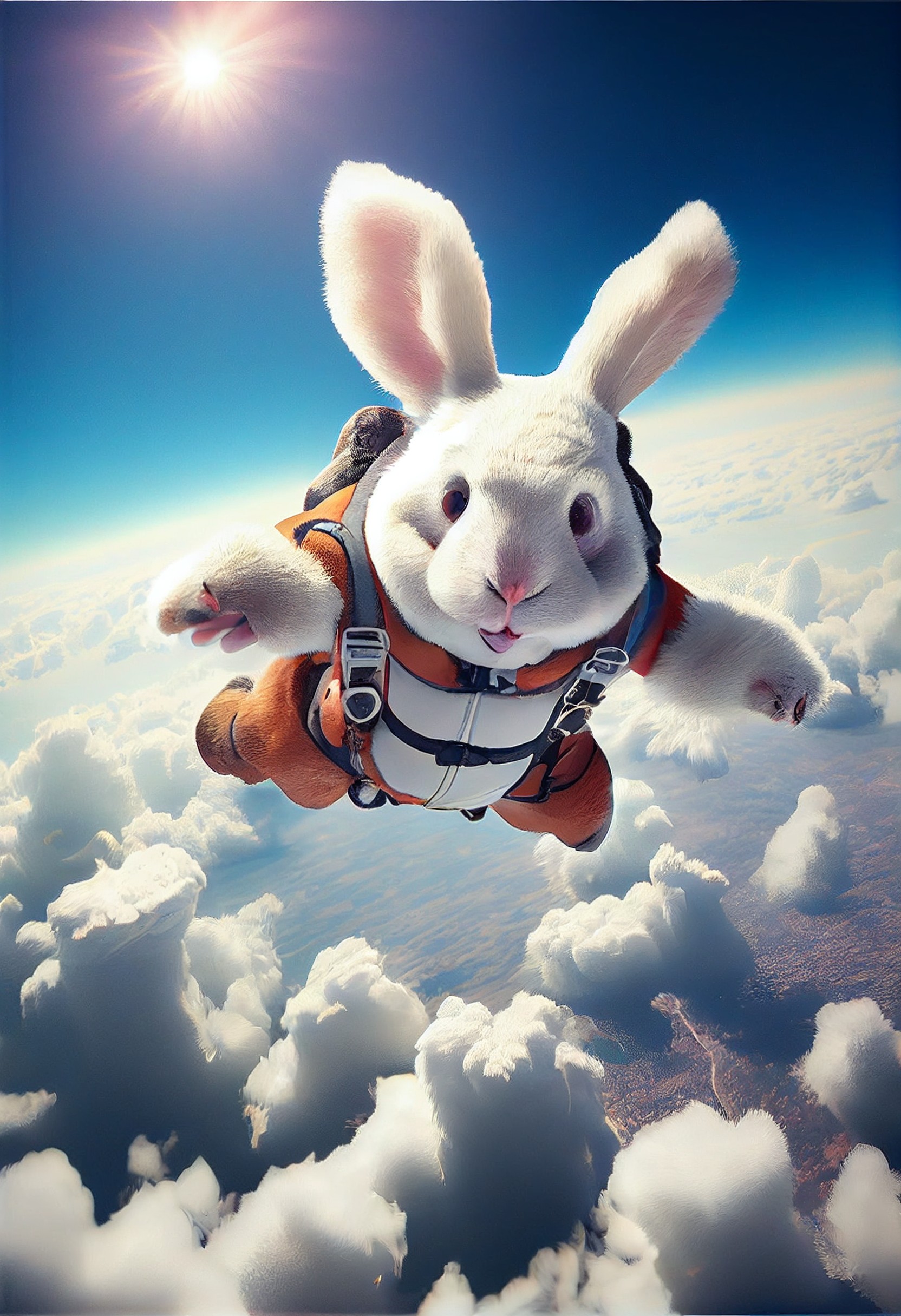 勇往直前的跳伞拜年兔