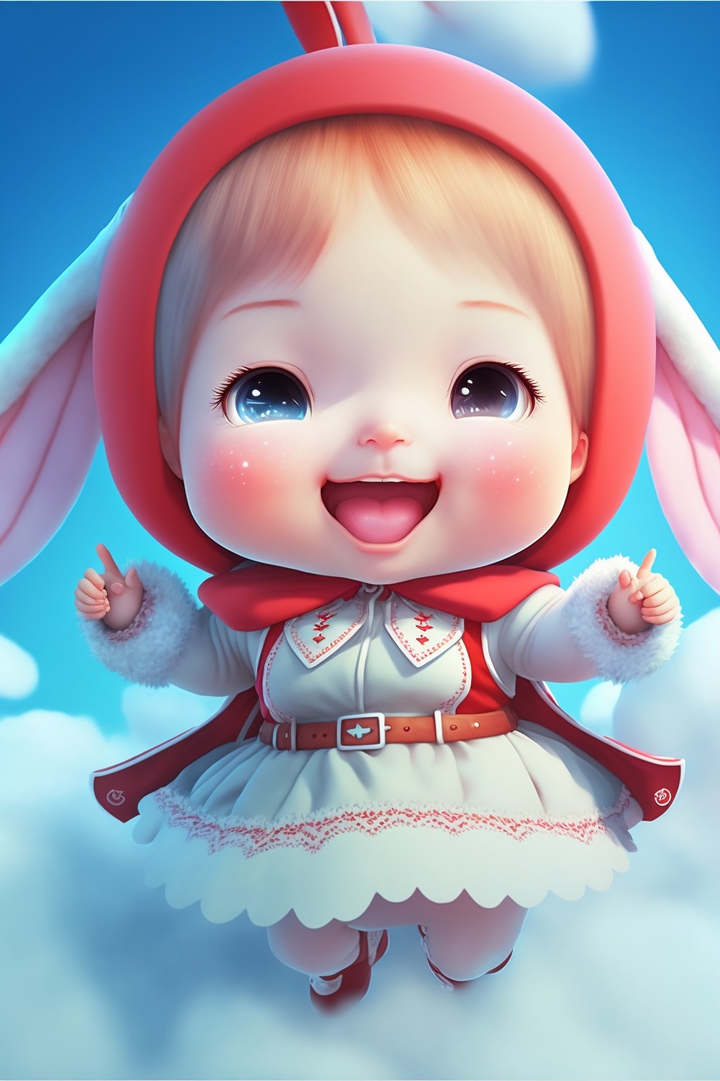 拜年兔系列：可爱的大头娃娃