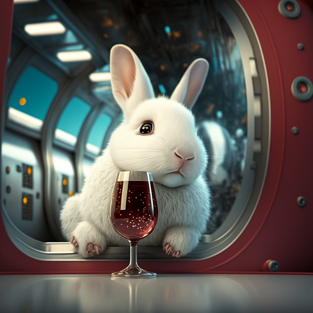 拜年兔系列：送红包的宇航员兔子（7幅，编号P87）
