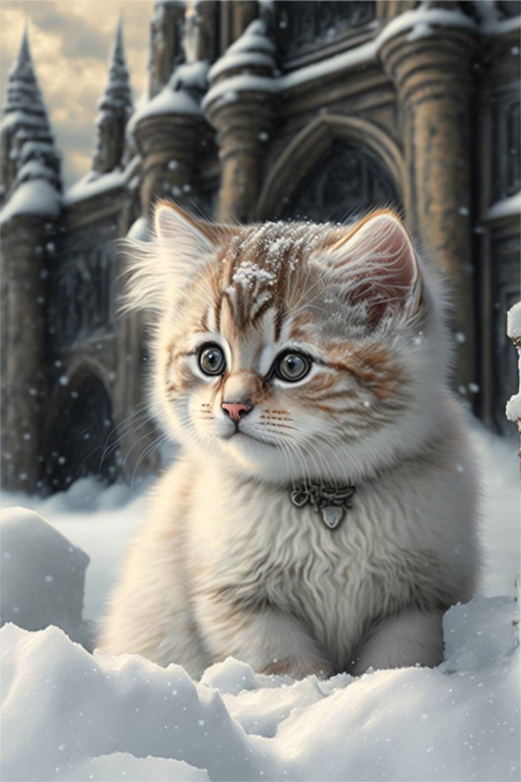第一次看到下雪的猫咪