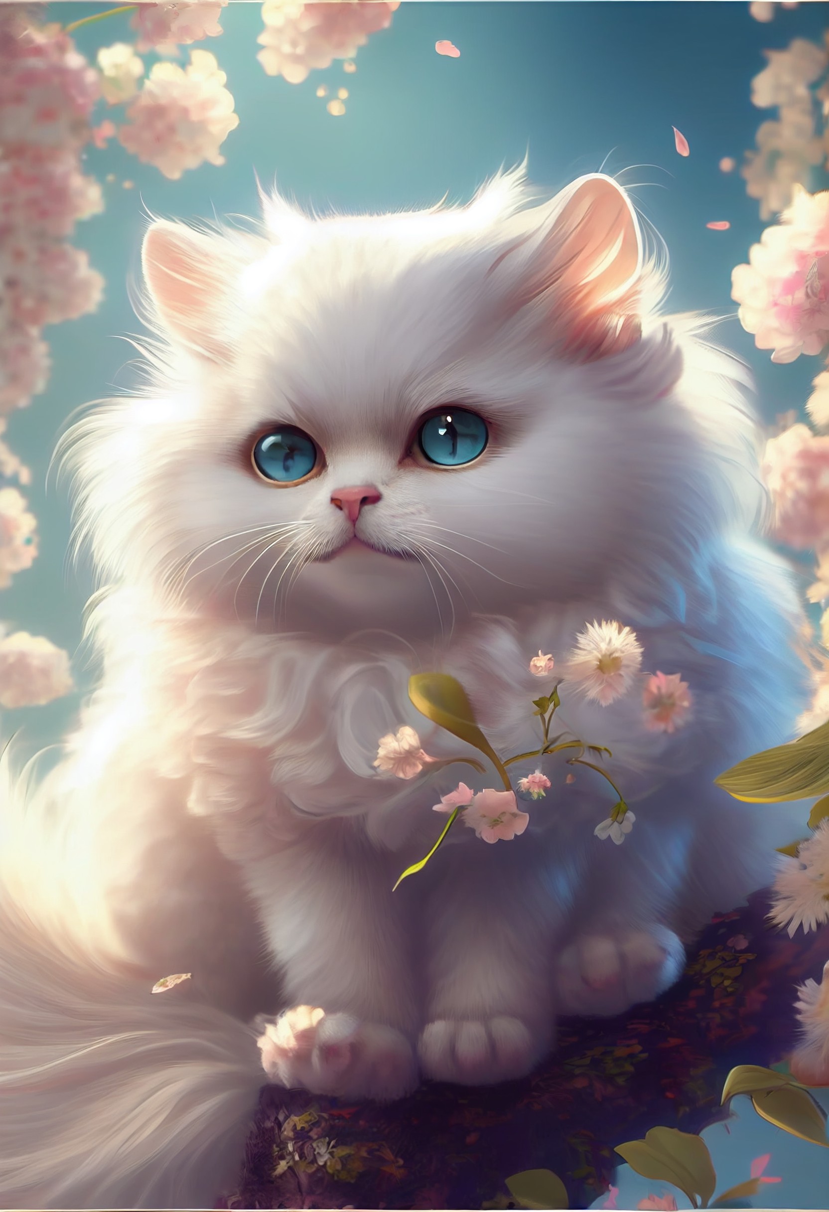 可爱的小猫，毛茸茸的，花 640x1136 iPhone 5/5S/5C/SE 壁纸，图片，背景，照片