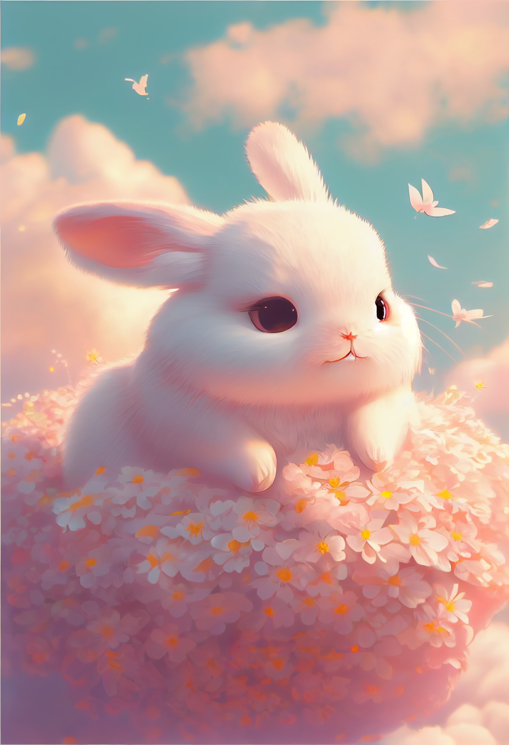毛茸茸的白色小兔子
