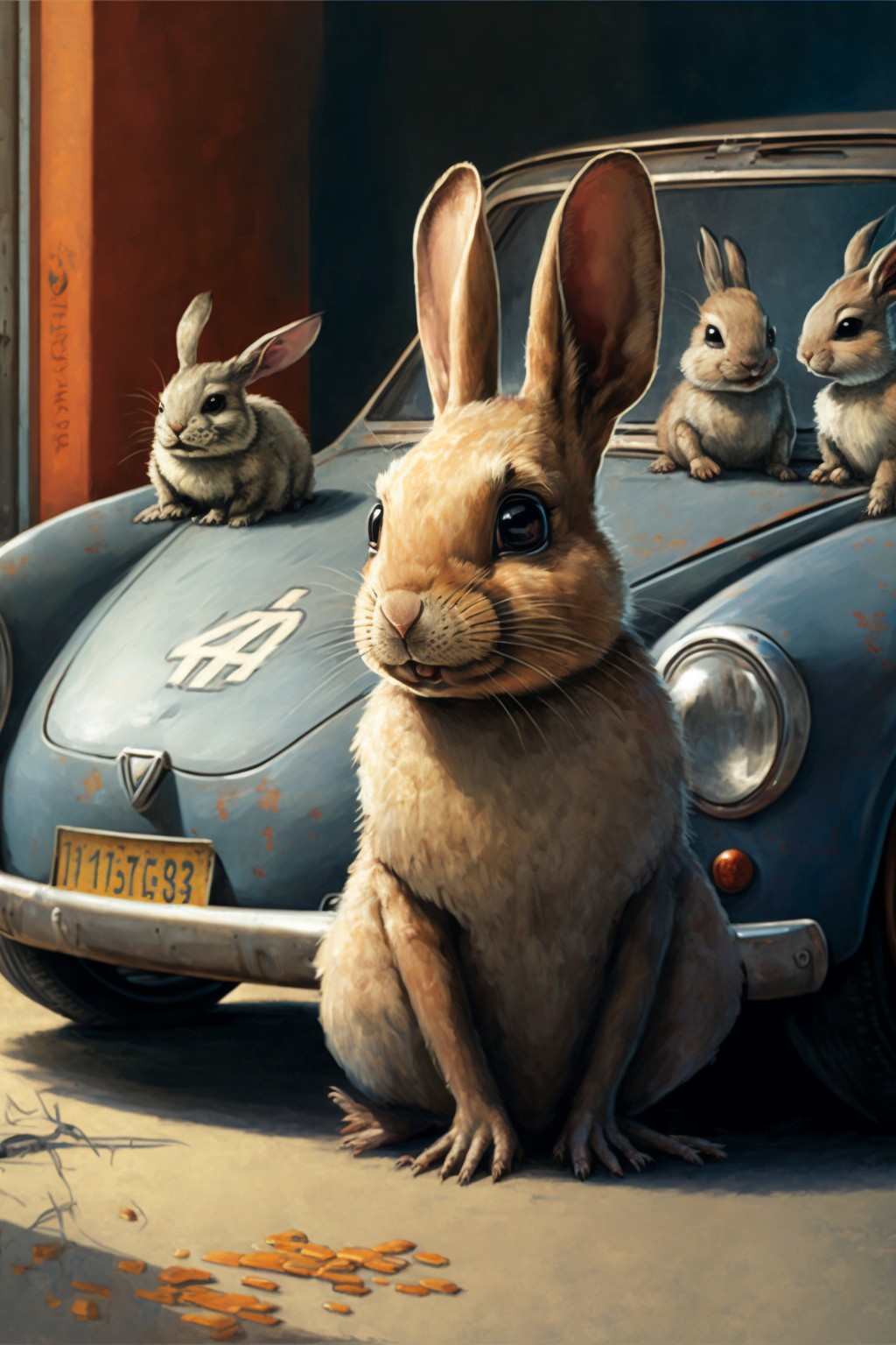 兔子爷爷与兔子孙子开车