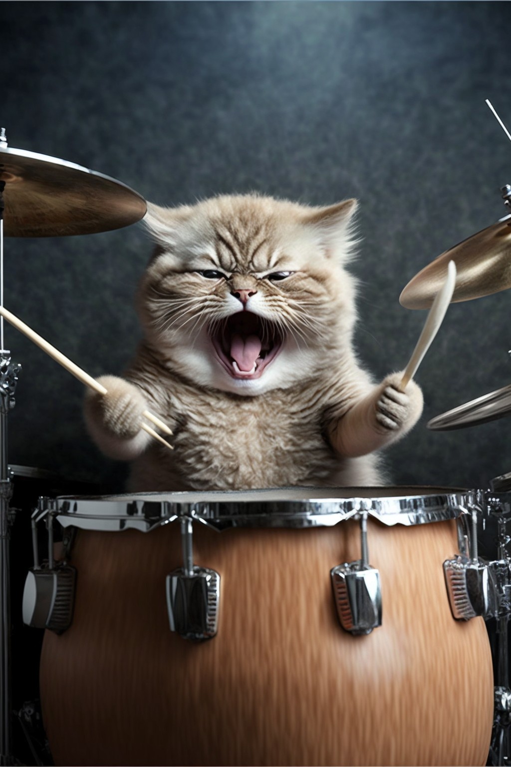 一只暴躁的猫咪鼓手