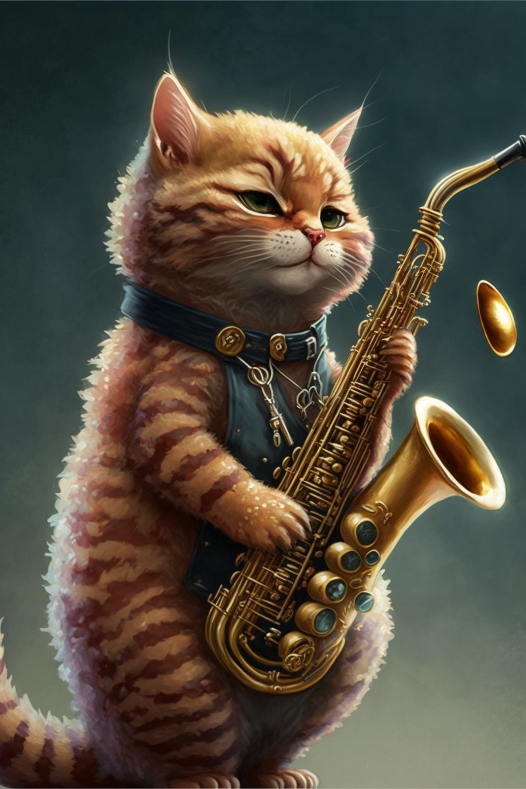一只在吹奏萨克斯的猫咪