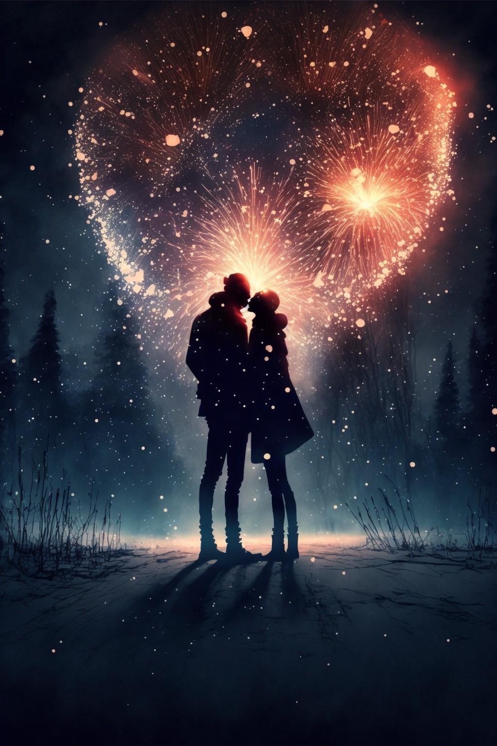Fireworks of love bloom in the sky