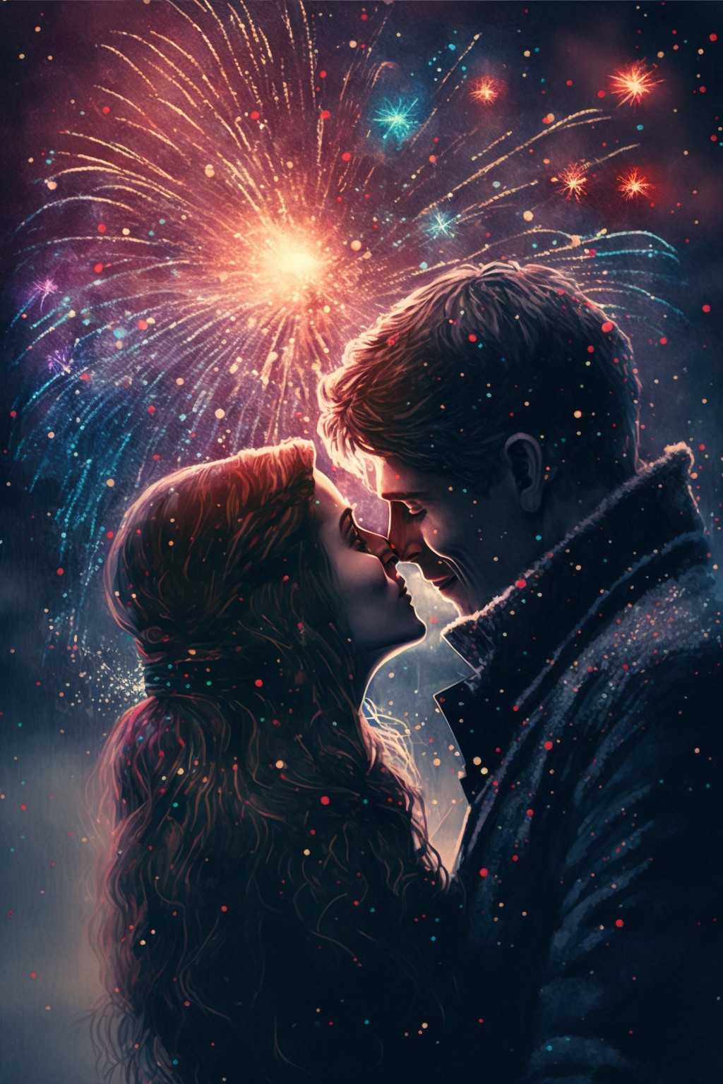 Fireworks of love bloom in the sky