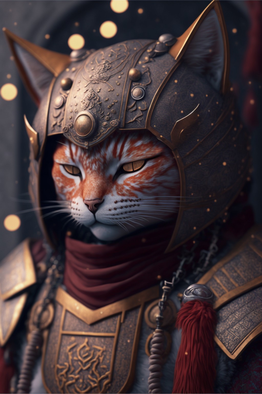 cat warrior in armor