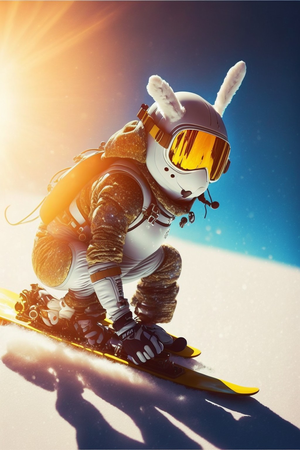 ski rabbit in ski suit