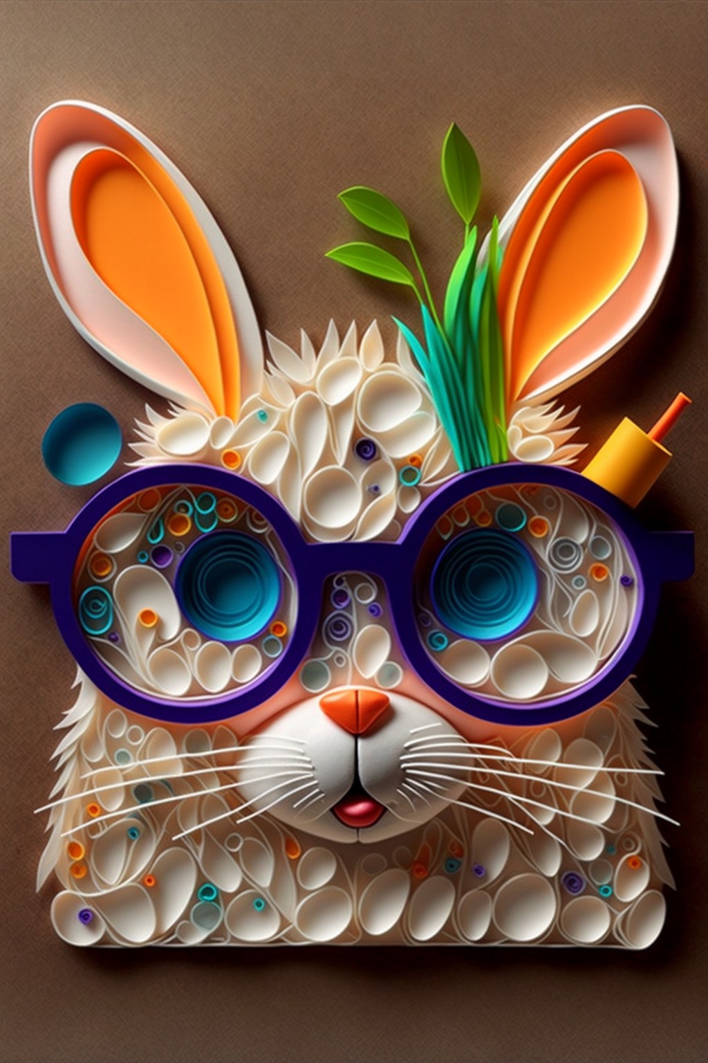 Rabbit paper cut avatar with glasses