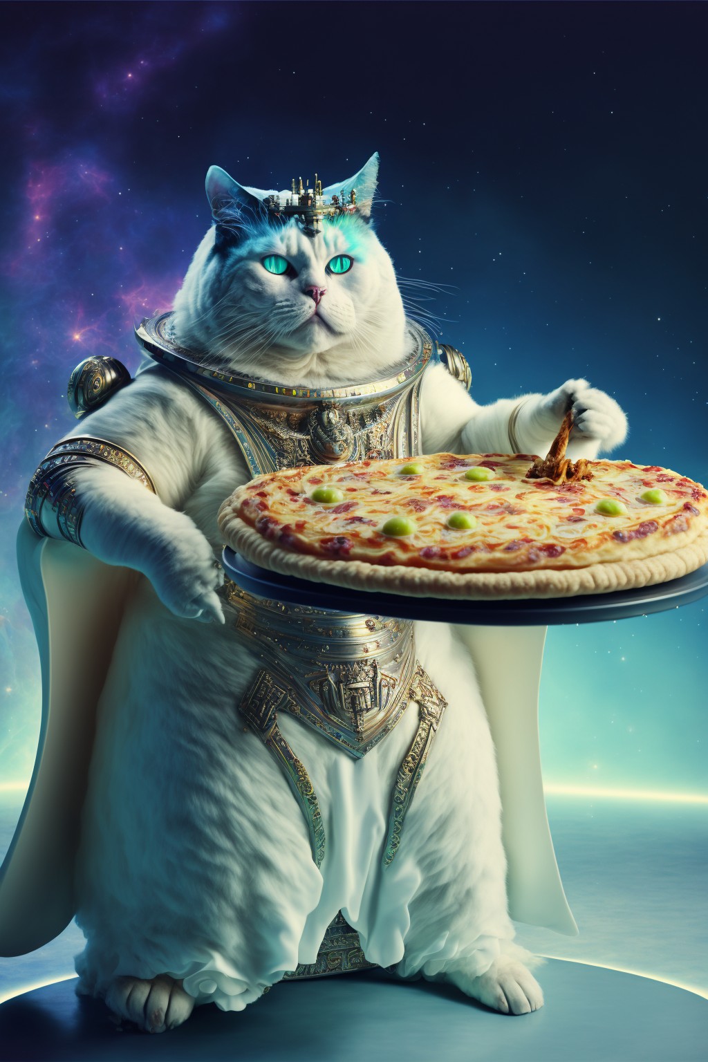 Big fat cat chef is making pizza