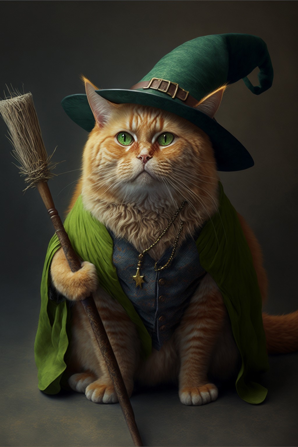 Hogwarts cat wizard in green hat