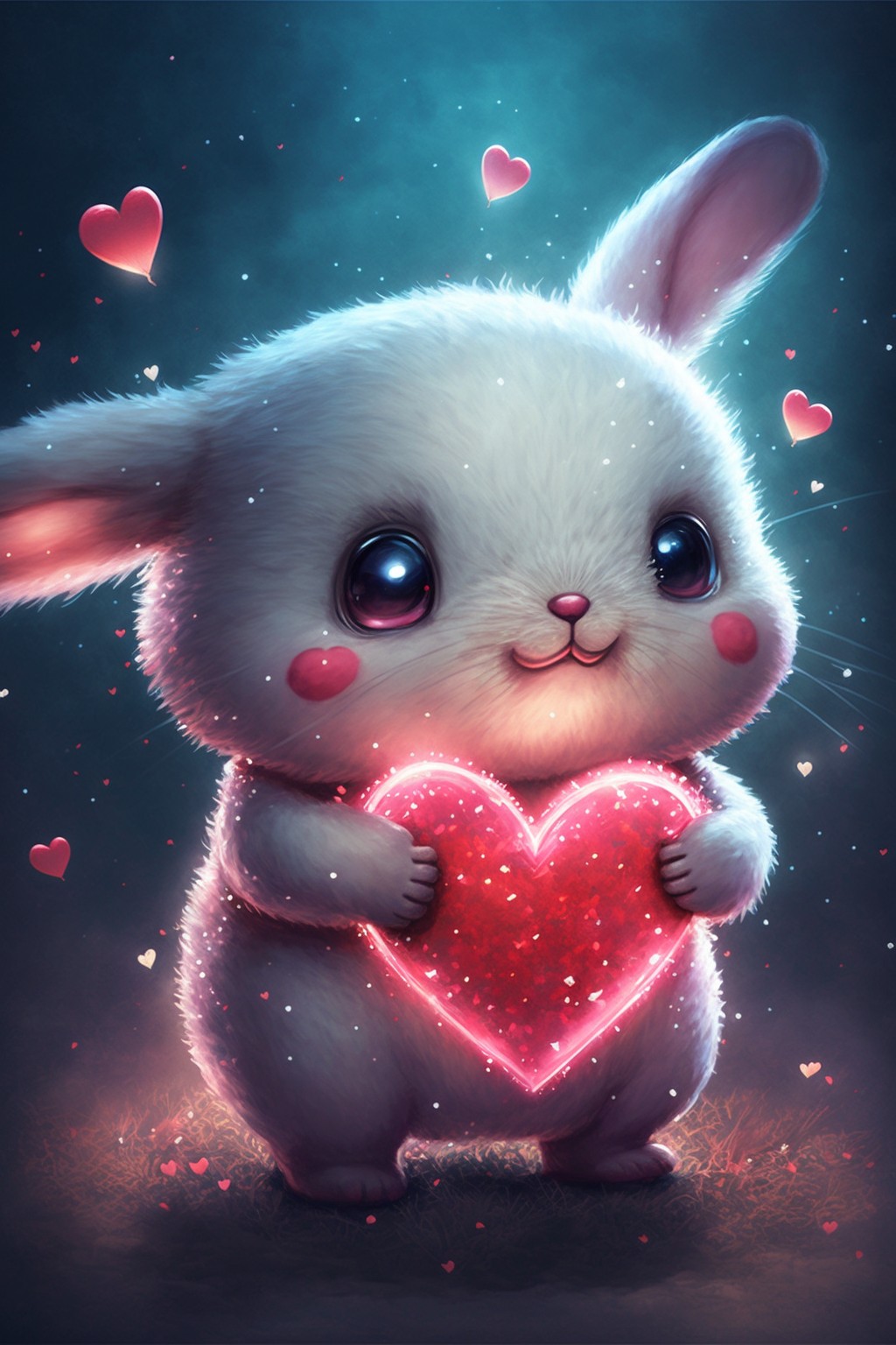 16 images of 20 super cute love bunnies by Midjourney