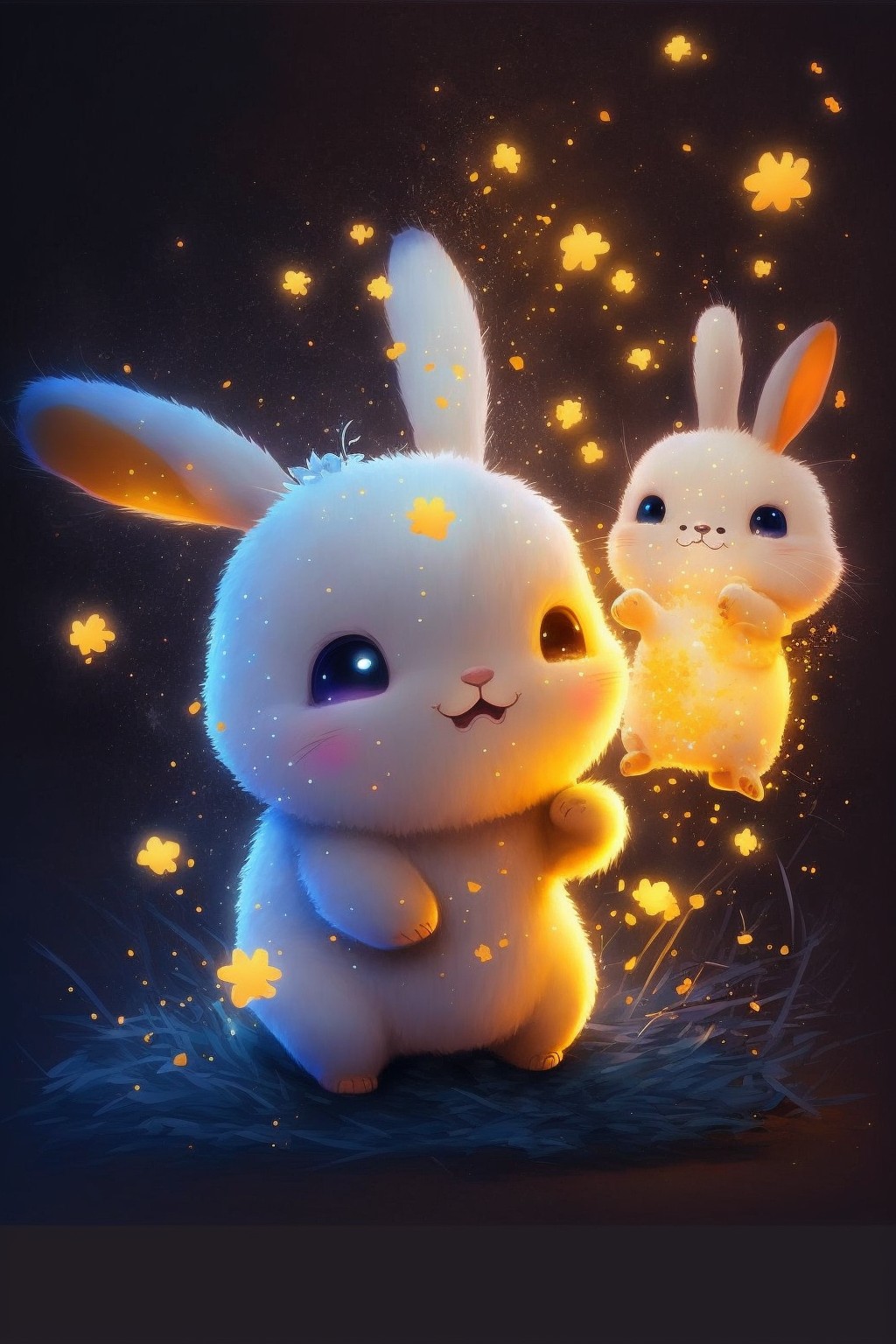 cute bunny mother and bunny baby