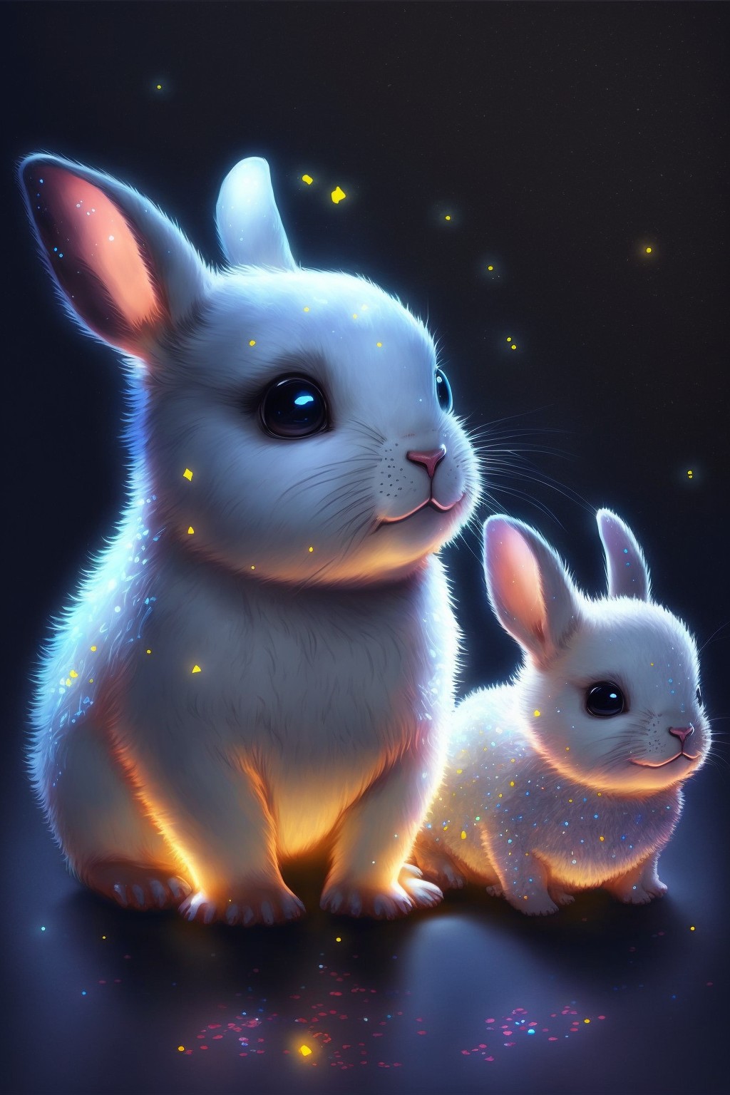 cute bunny mother and bunny baby