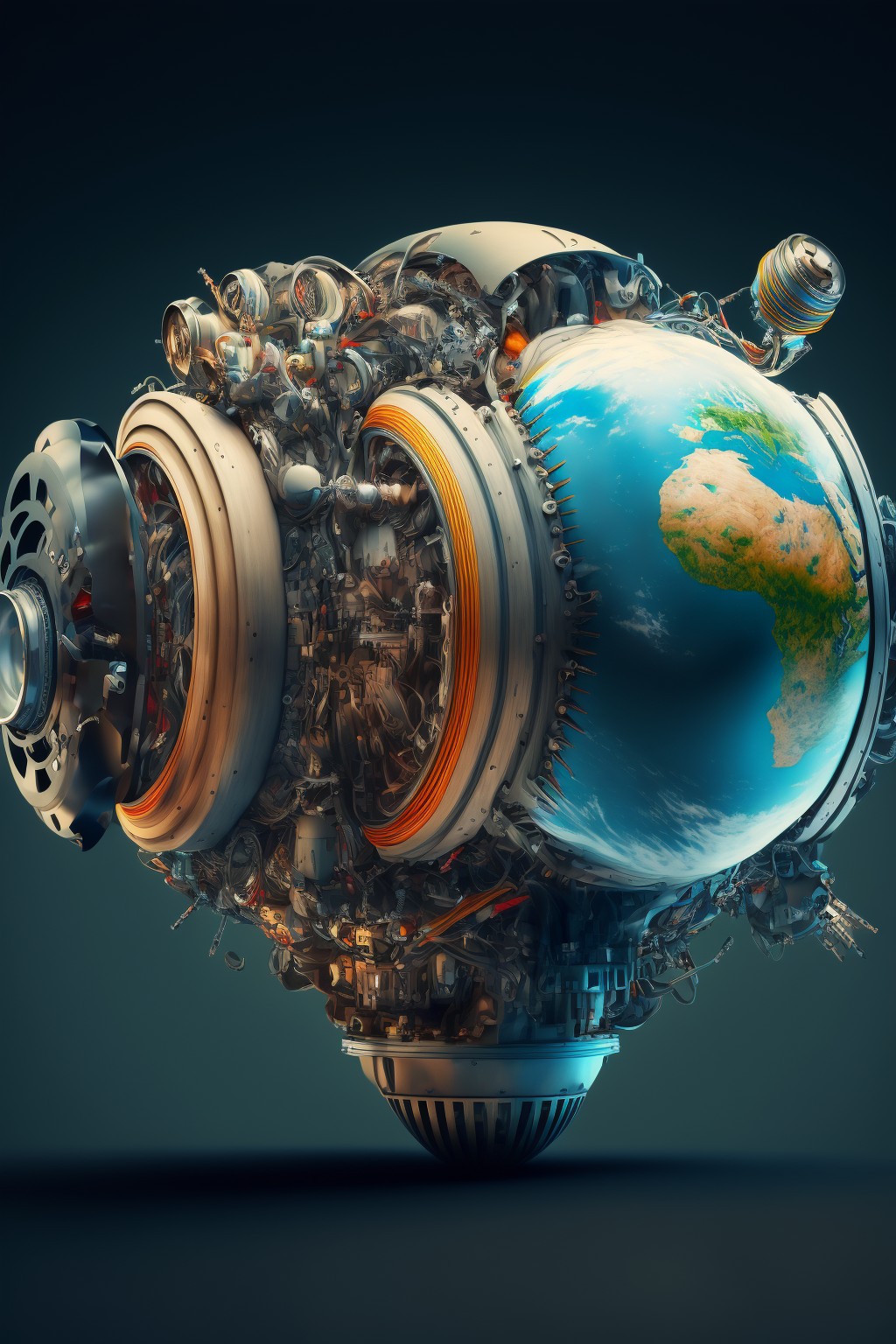 5 images of Earth with engines installed by Midjourney