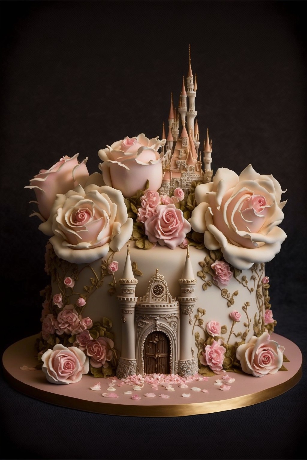 5 images of super beautiful castle cake by Midjourney