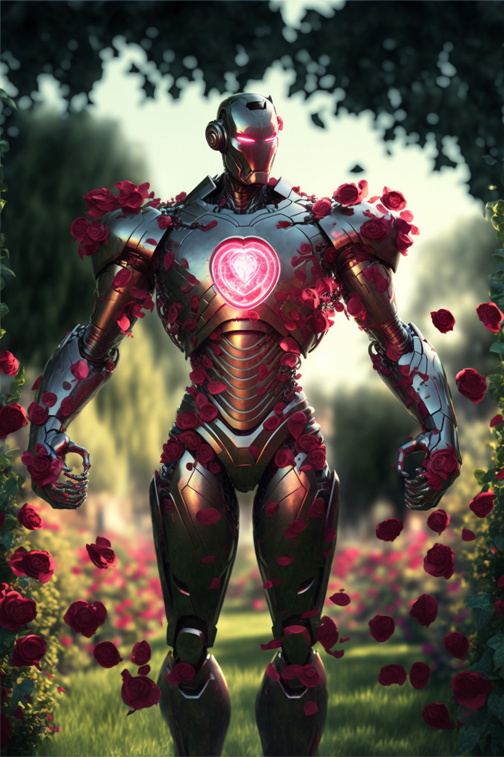 iron man with a rose heart