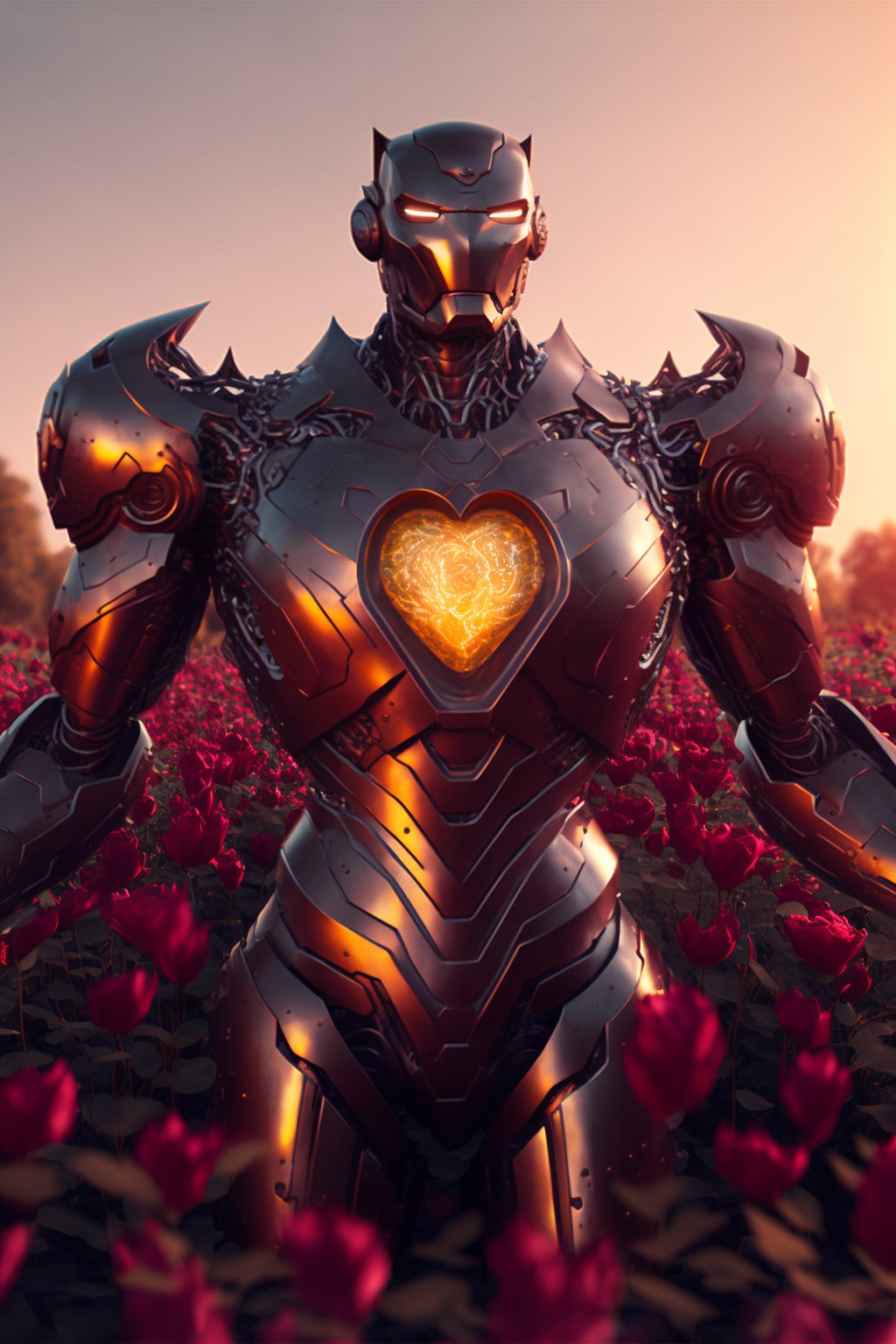 iron man with a rose heart