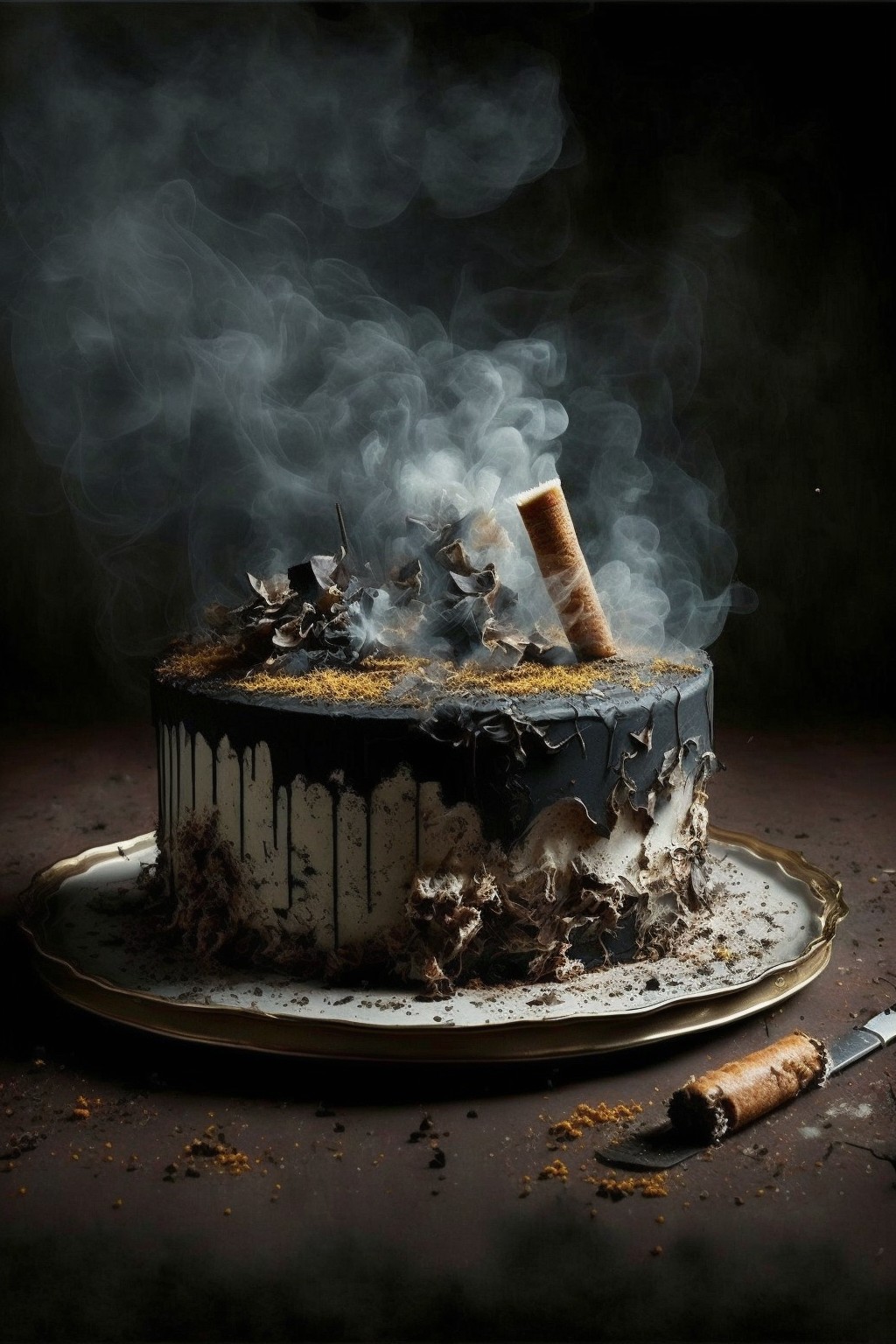 Twelve pictures of smoking cessation cake
