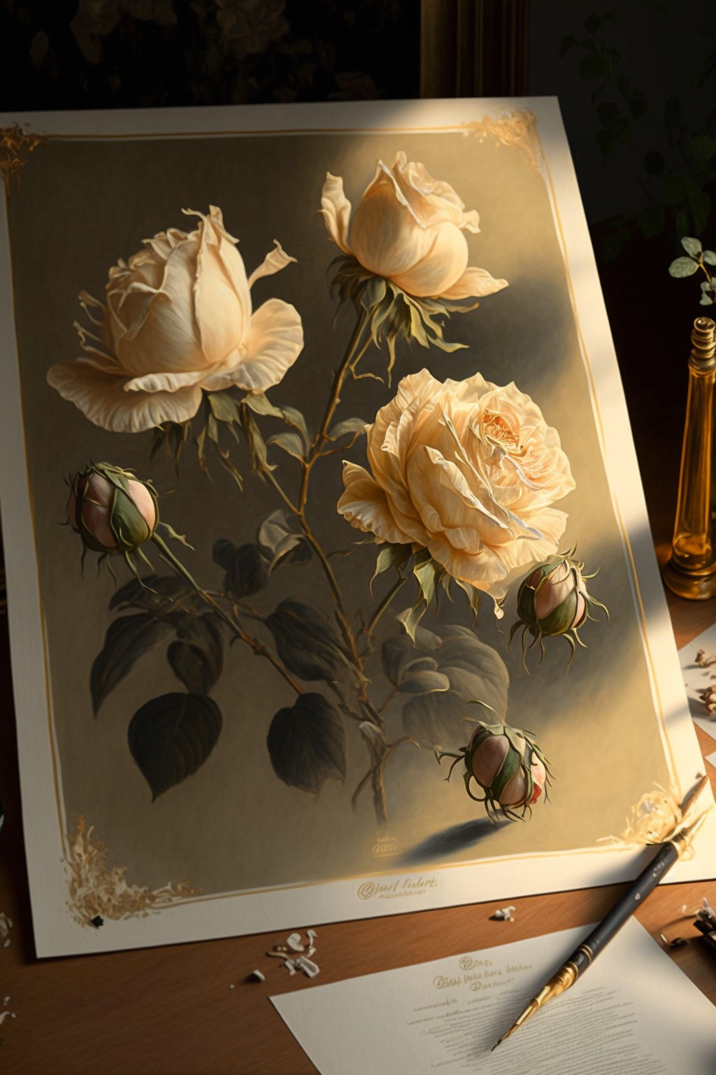 A delicate painting of roses