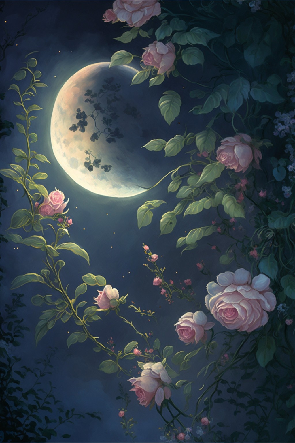 flowers in the moonlight