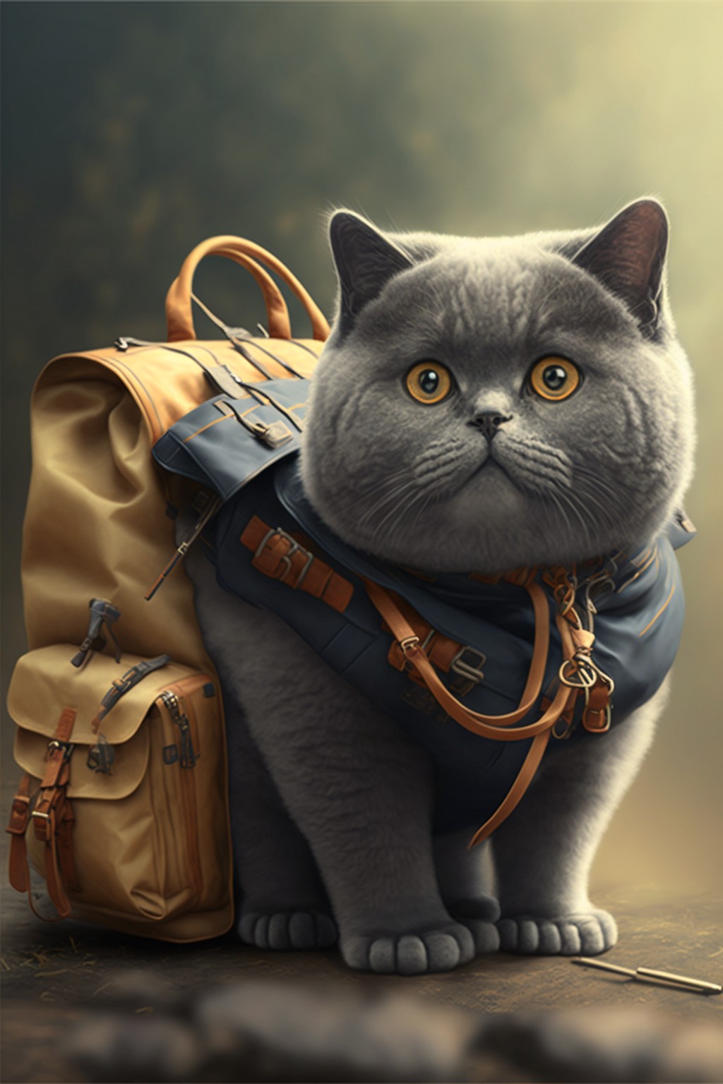 British shorthair cat for backpacker