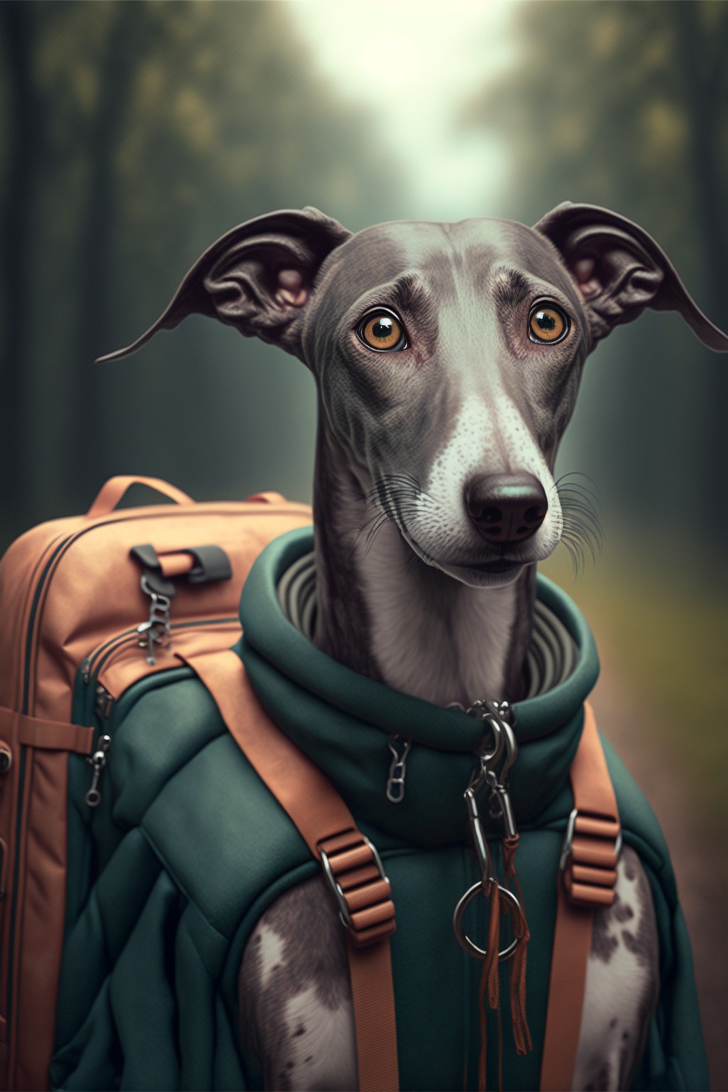 Backpacker's Cute Greyhound