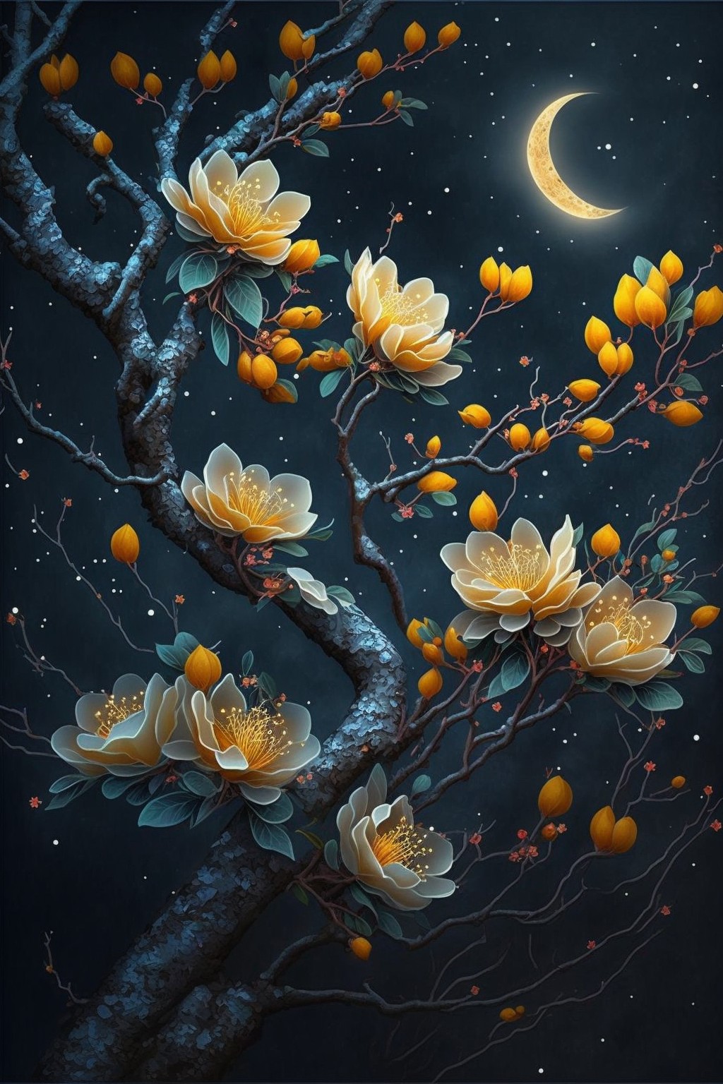 Magnolia under the moon