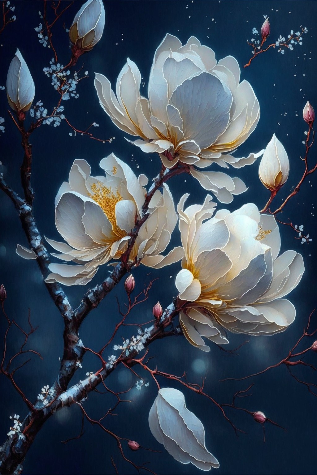 magnolia blooming at night