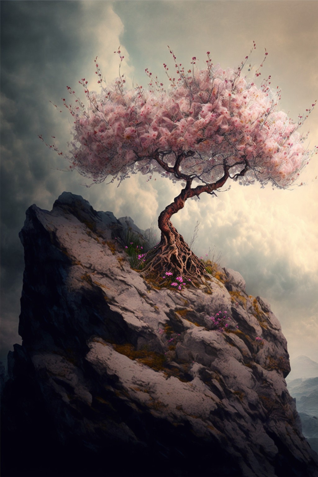 peach blossom on the cliff
