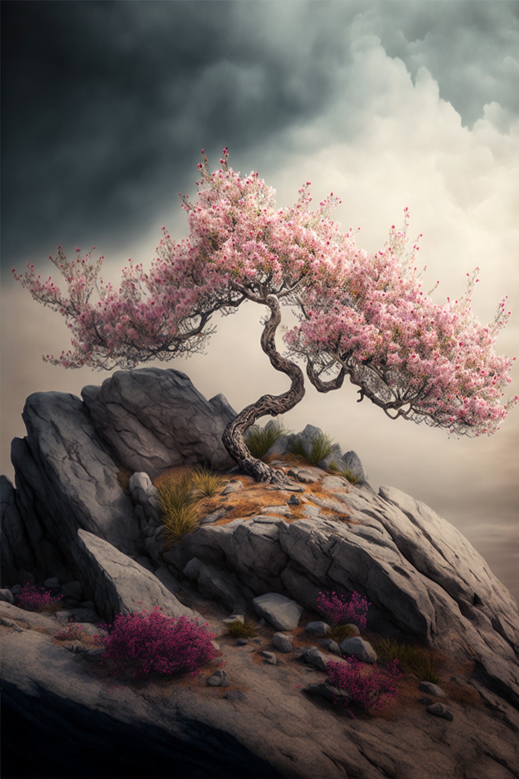 peach blossom on the cliff