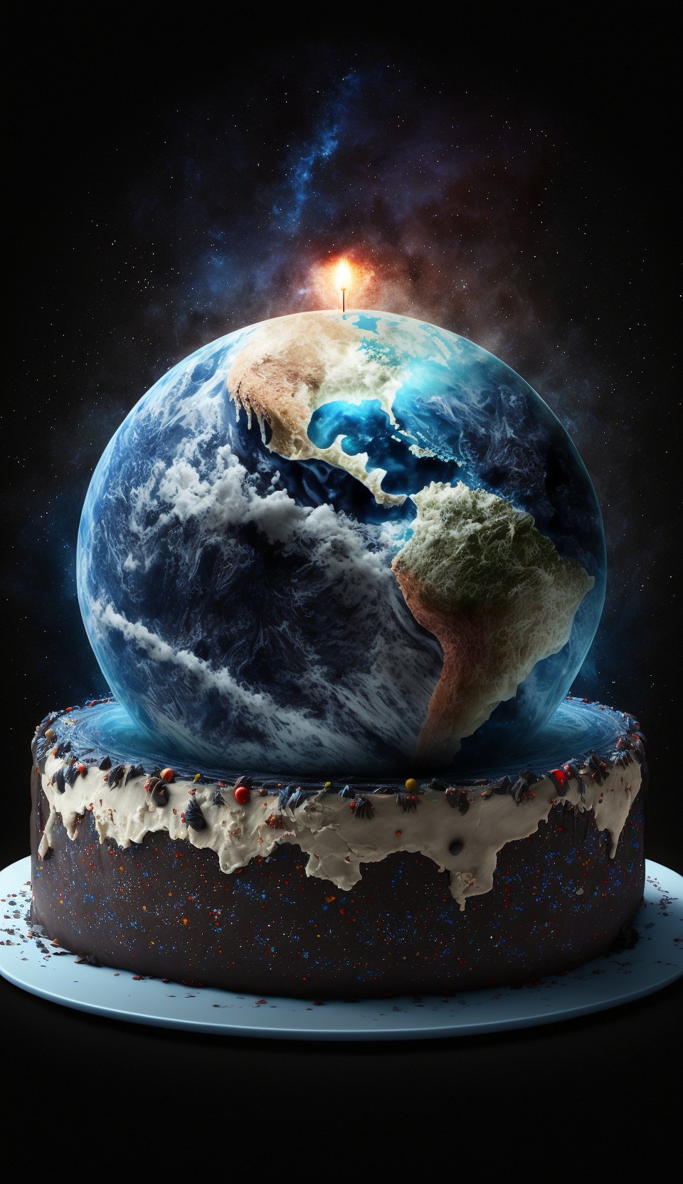 5 images of globe shaped cake by Midjourney
