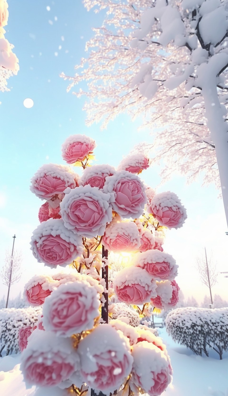 roses in snow