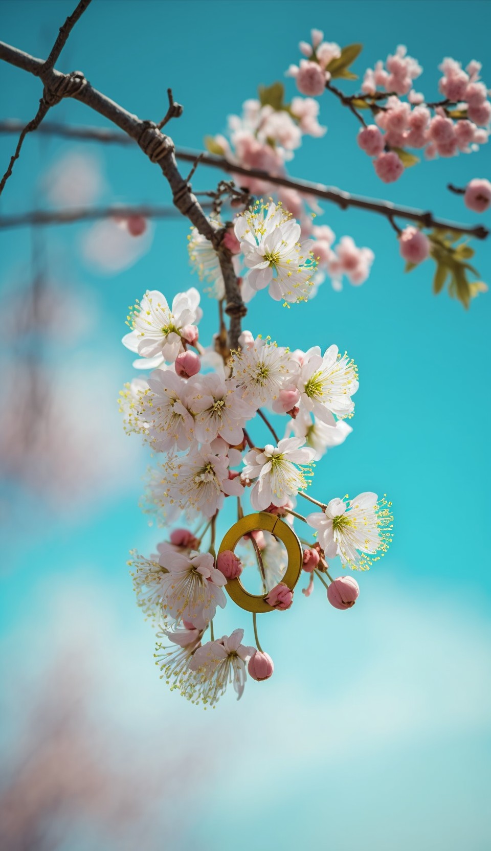 立春蓝天下的樱花与梅花