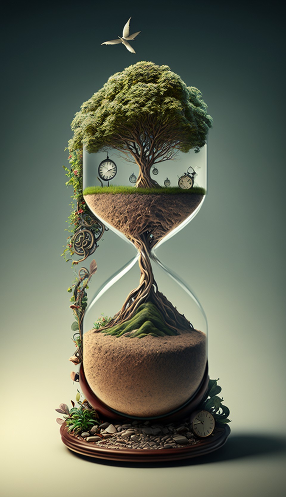 8 images of magic hourglass in time by Midjourney