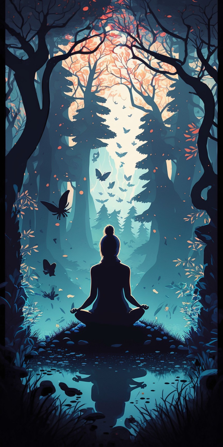 7 images of Meditation in the woods by Midjourney