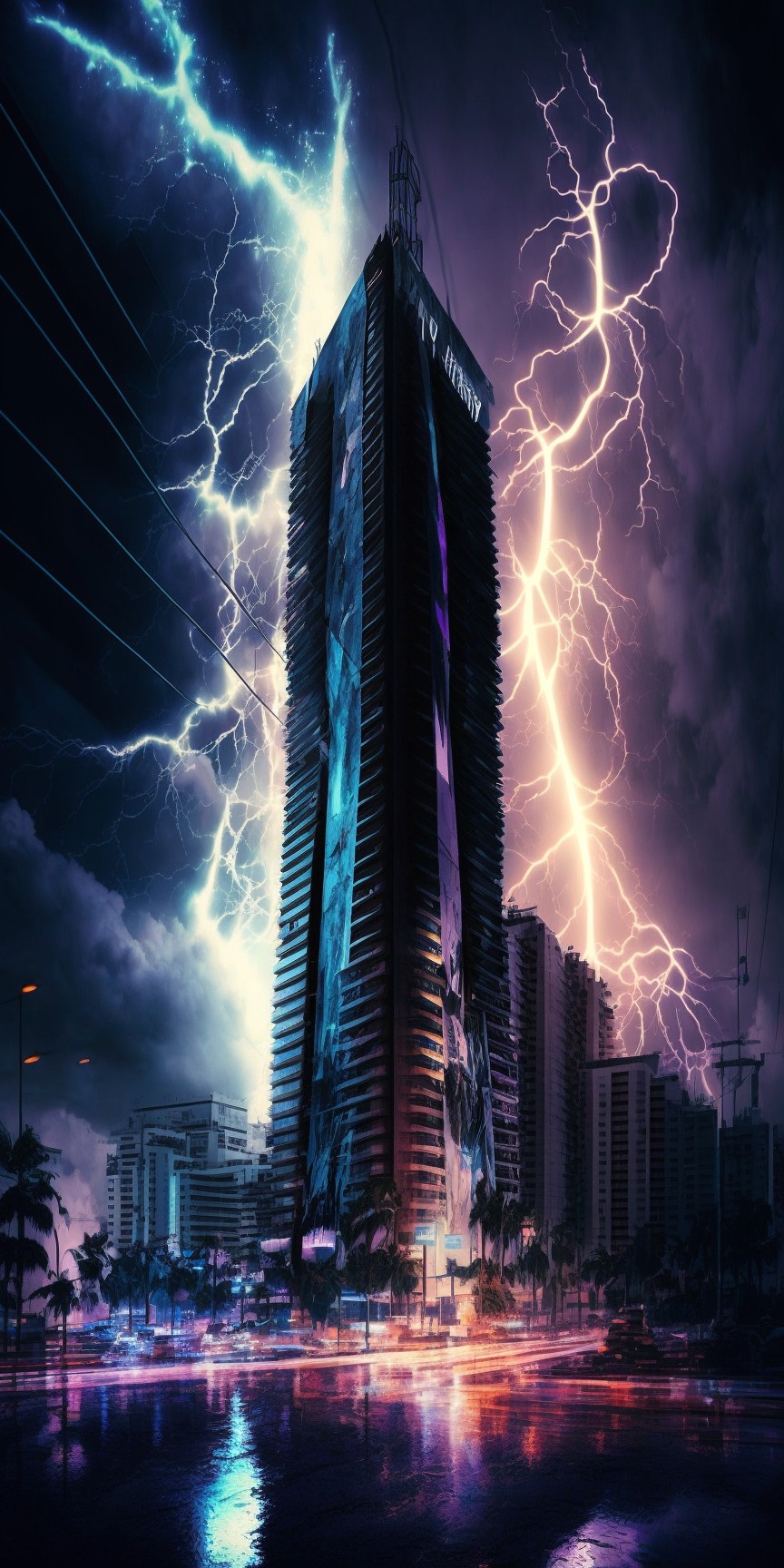 8 images of Office Building Under Lightning by Midjourney