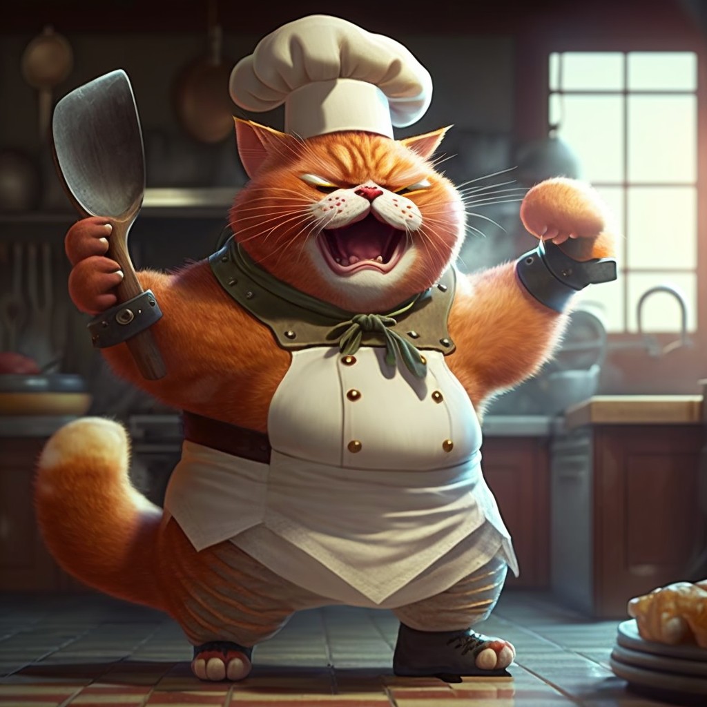 胖胖的猫咪厨师头像