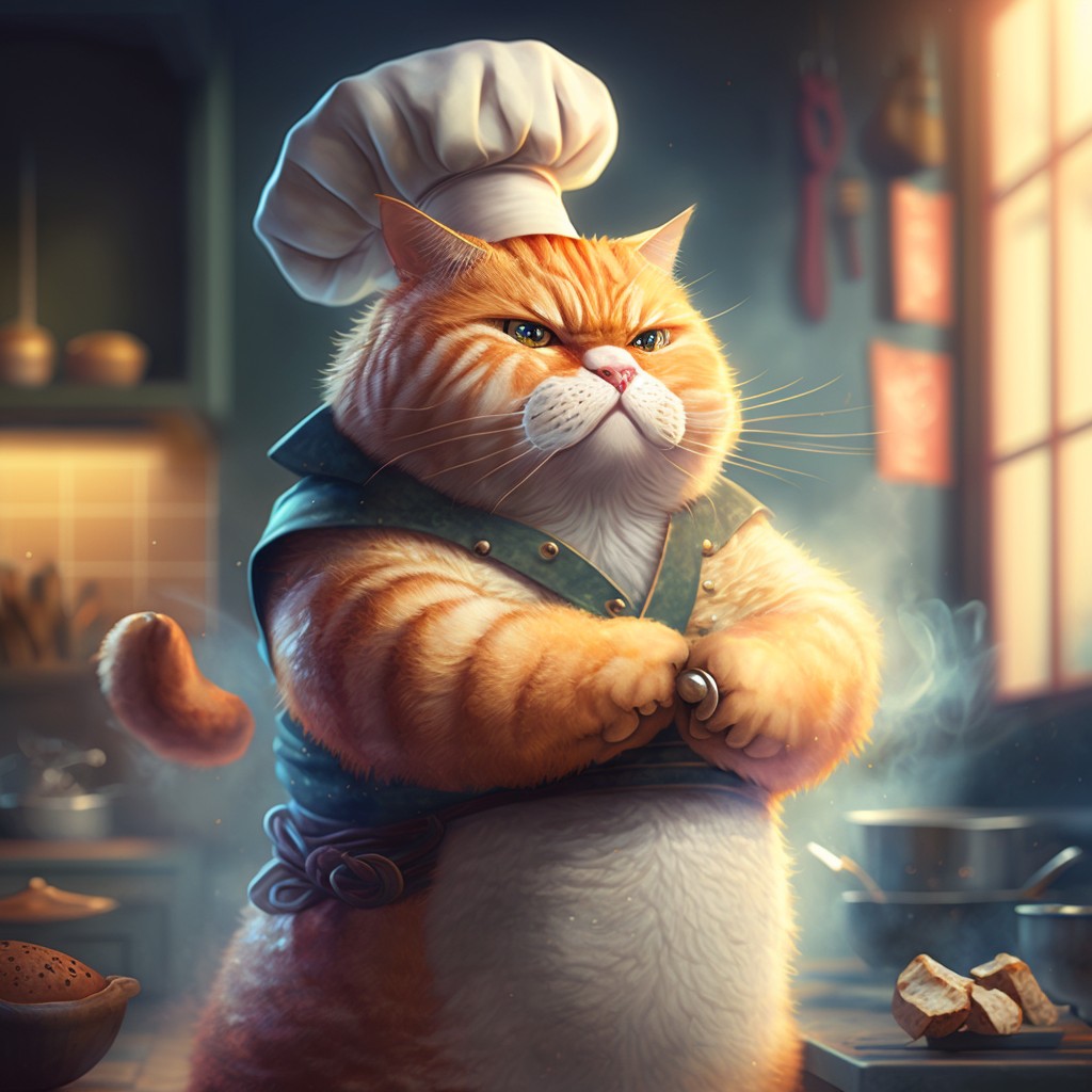 胖胖的猫咪厨师头像