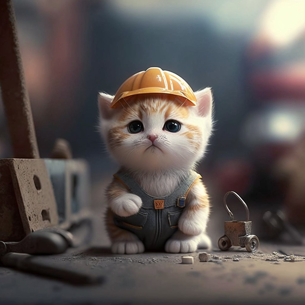 11 images of cat construction worker avatar by Midjourney